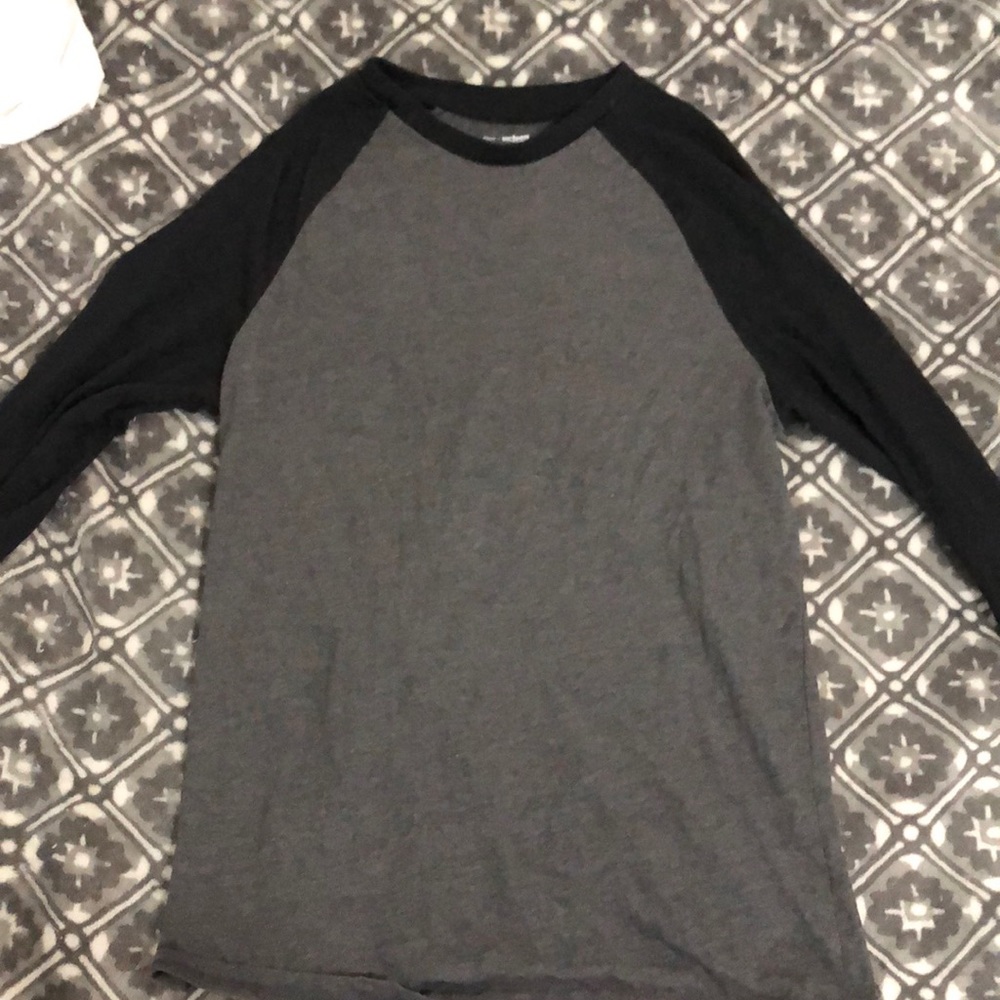 Black and Grey Raglan Long Sleeve Tee